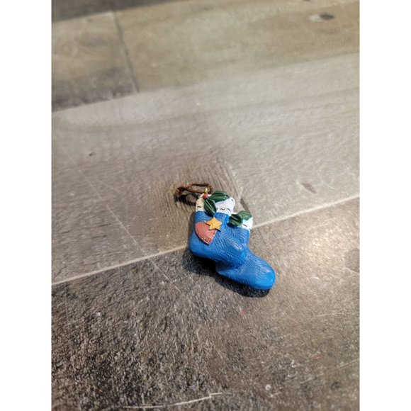 Mini blue stocking Mistletoe heart star ornament xmas - Picture 2 of 3